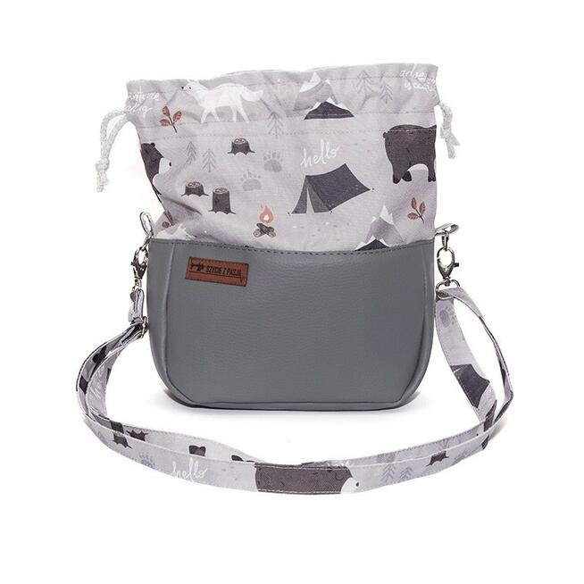 Torebka Sakiewka Szara z Motywem Leśnych Zwierząt – Handmade