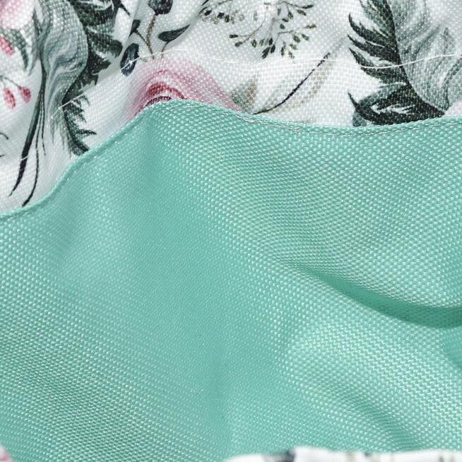 Torebka Sakiewka Turkusowa z Motywem Róż – Handmade