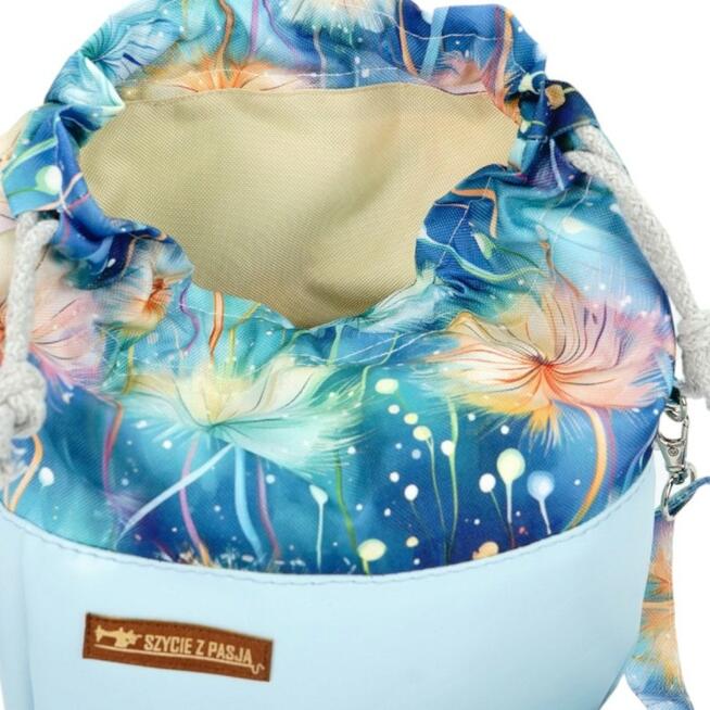 Torebka Sakiewka Błękitna z Motywem Dmuchawców – Handmade