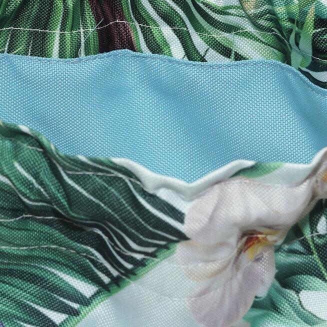 Torebka Sakiewka Błękitna z Motywem Tropikalnych Liści i Orchidei – Handmade