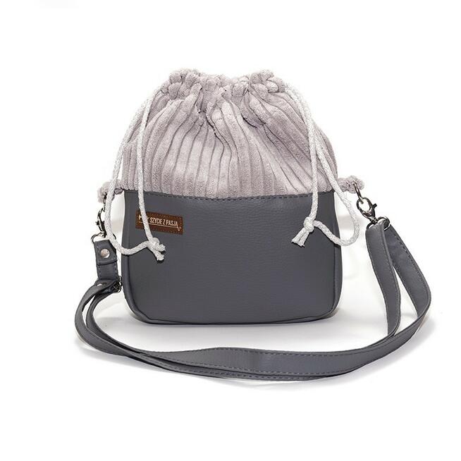 Torebka Sakiewka Sztruksowa Szara – Handmade
