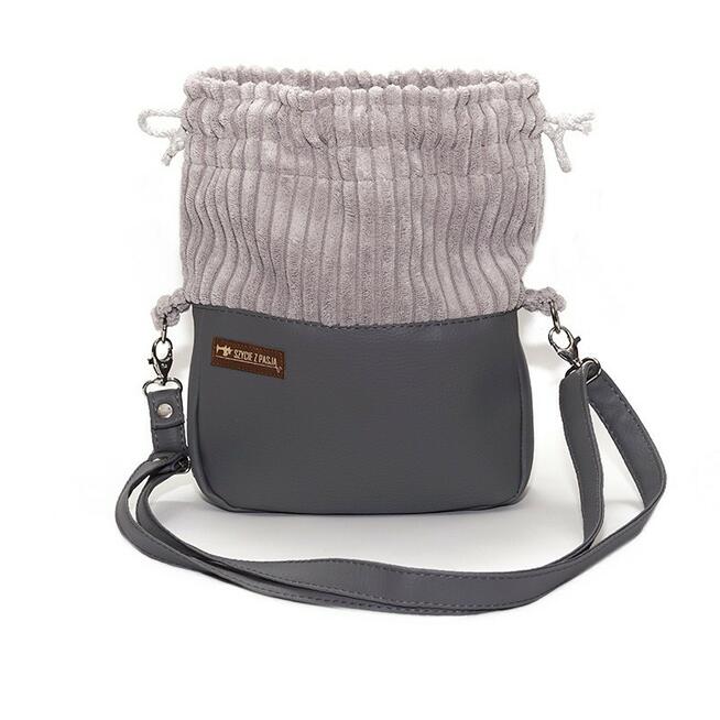 Torebka Sakiewka Sztruksowa Szara – Handmade