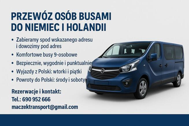 Przewóz osób, transfer na lotniska , busy do niemiec .