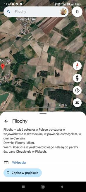 Grunty rolne znajdujące się miejscowości Filochy Piski Trosz