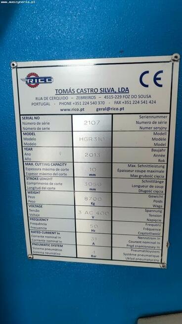 Nożyce gilotynowe RICO HGR 310