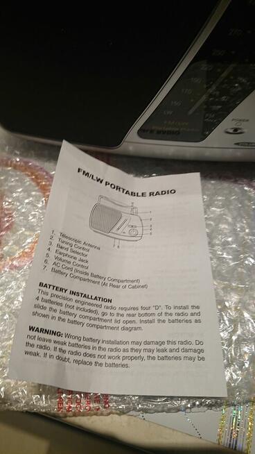 Nowe RADIO FONICS FN-105 FM/LW na Baterie i prąd