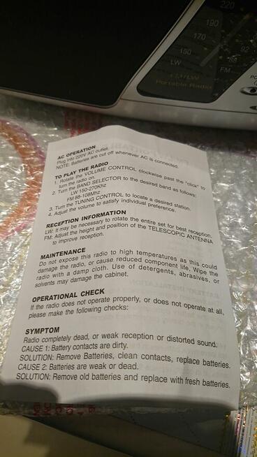 Nowe RADIO FONICS FN-105 FM/LW na Baterie i prąd