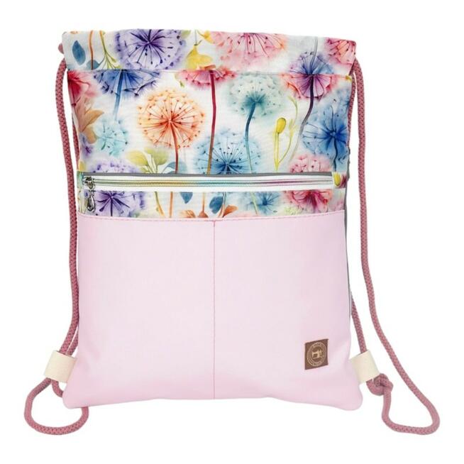 Worko-Plecak Różowy z Motywem Dmuchawców – Handmade z Ukrytą Kieszenią na Zamek