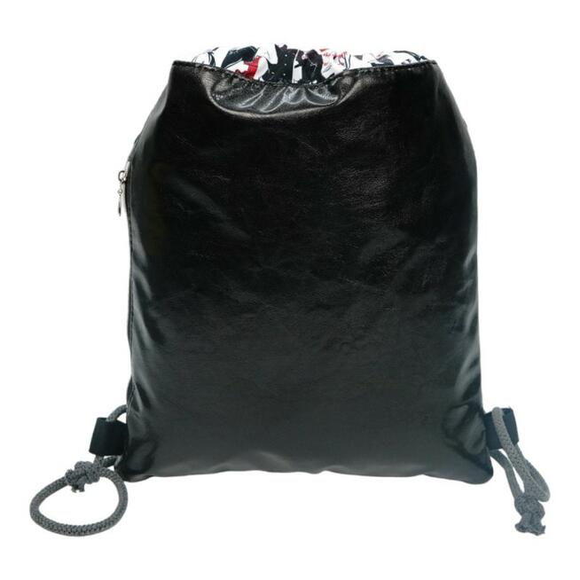 Worko-Plecak Czarny z Motywem Fashion – Handmade z Ukrytą Kieszenią na Zamek