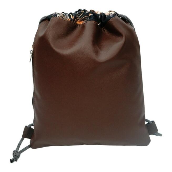 Worko-Plecak Brązowy z Motywem Dmuchawców – Handmade z Ukrytą Kieszenią na Zamek