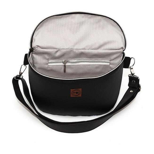 Torebka-Nerka Czarna z Motywem Szarych Piór – 3w1 Handmade