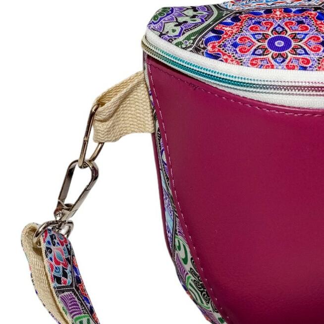 Torebka-Nerka Ciemnofioletowa z Geometrycznym Motywem – 3w1 Handmade