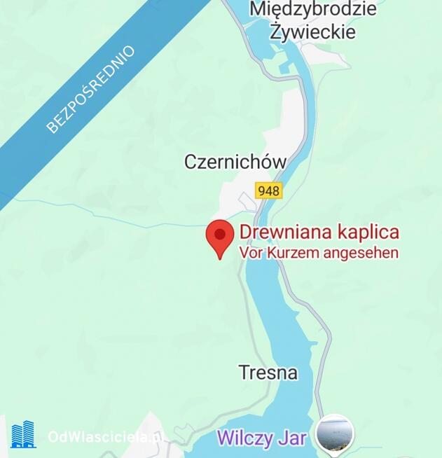 Tresna. Działka budowlana bez pośredników 600m / z widokiem na górę Żar