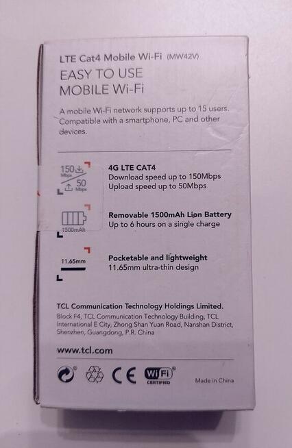 Router TCL MW42V 2.4 GHz, Gniazdo SIM, czarny, NOWY