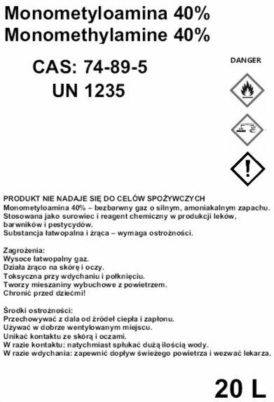 Monometyloamina 40% / Metyloamina/ Монометиламин 40% / МЭА