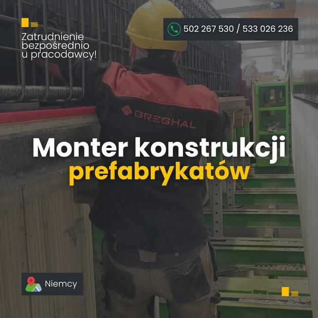 Monter, konstrukcji stalowe, fasadowe,żelbetowe. Niemcy