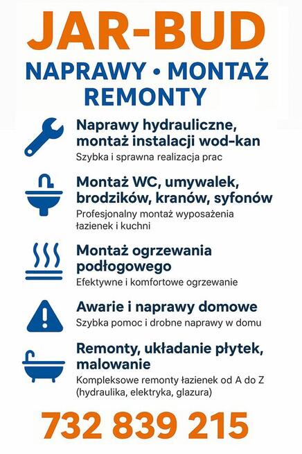 Naprawy hydrauliczne, Remonty, awarie, montaż