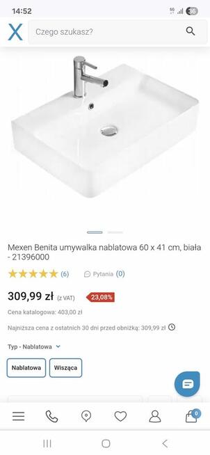 Mexen Benita umywalka nablatowa 60 x 41 cm, biała