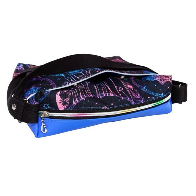 Torebka Na Ramię z Motywem Łapaczy Snów i Niebieską Ekoskórą – Handmade