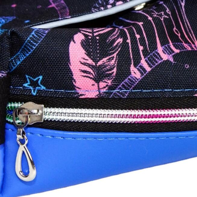 Torebka Na Ramię z Motywem Łapaczy Snów i Niebieską Ekoskórą – Handmade