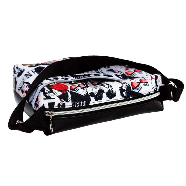 Torebka Na Ramię z Motywem Fashion i Czarną Ekoskórą – Handmade