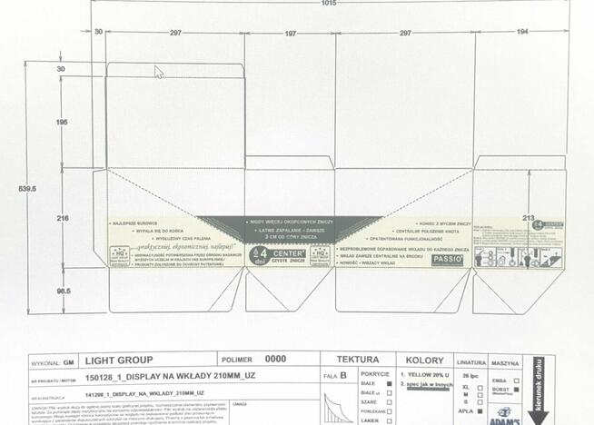 Wykrojniki na: tacki, 3 rozmiary kartonów, stand 3-poziomy.