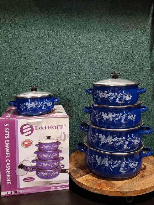 Garnki emaliowane niebieskie i brązowe 99zl