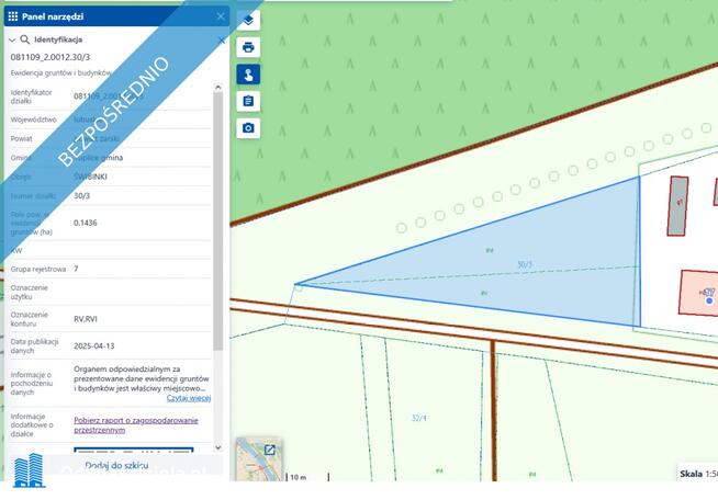 Działka 1 436 m², Świbinki
