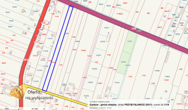 Działka budowlana Przybysławice gm. Garbów,