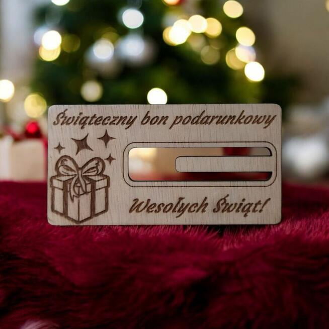 Drewniany Bon Podarunkowy, Prezent na Święta