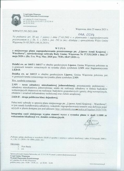 Działka budowlana Lipowo - Wiązowna