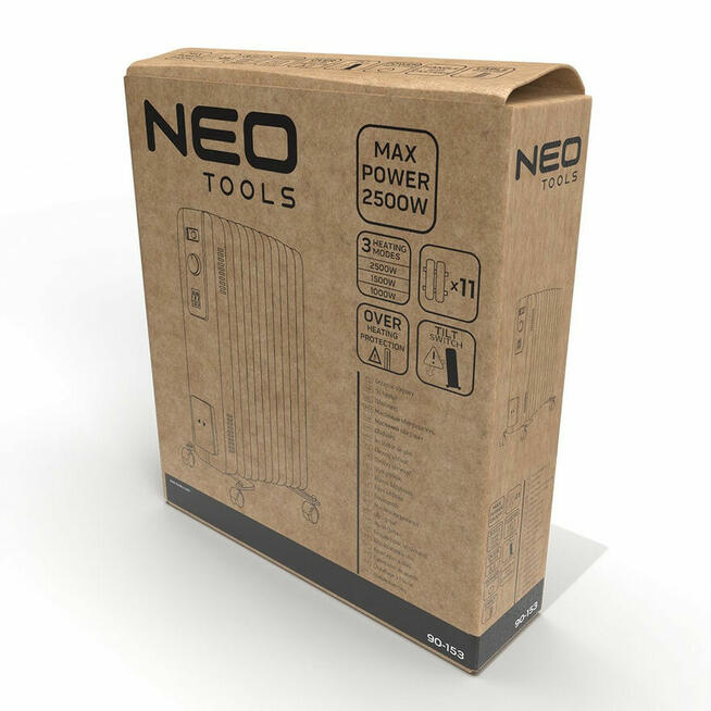 GRZEJNIK OLEJOWY 1000W/1500W/2500W 11 ŻEBER TERMOSTAT NEO