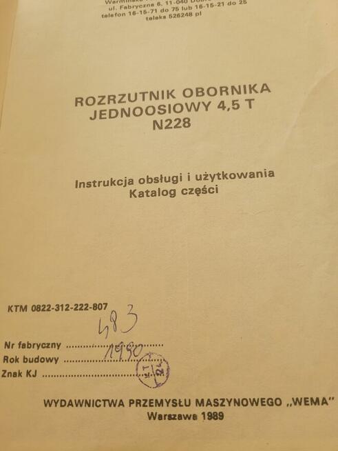 Rozrzutnik obornika N228, 4.5T, Agromet-Warfama