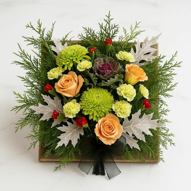 Kompozycje kwiatowe w ramie