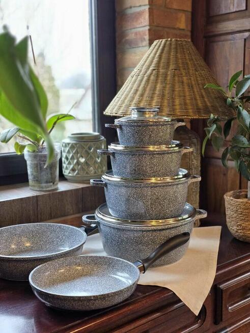 Garnki marmurkowe 12 el szare lub czarne 299zl