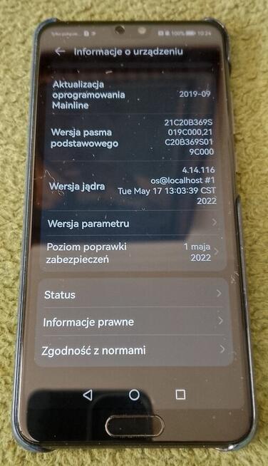 Niesprawny telefon Huawei P20.