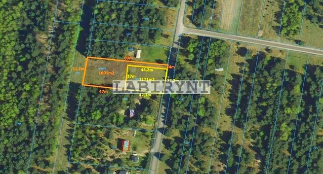 Prusicko 1600m2, budowlana, 31x47, w lesie, media