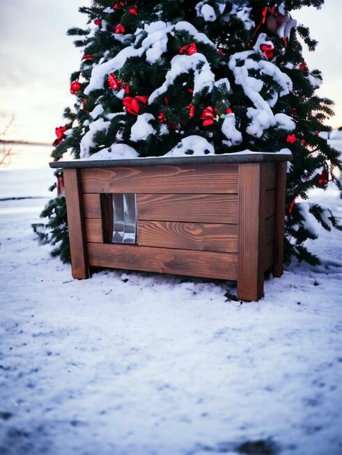 BUDA DLA KOTA PSA OCIEPLANA DREWNIANA CAŁA DOMEK PSA