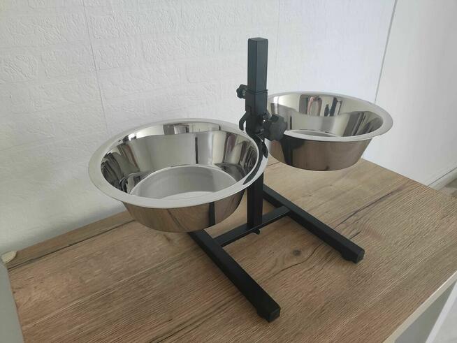Stojak z dwiema miskami stalowymi Bufet dla Psa Kota Psów