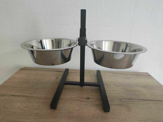 Stojak z dwiema miskami stalowymi Bufet dla Psa Kota Psów