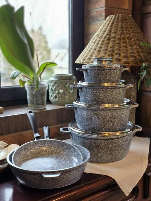 Garnki marmurkowe 12 el szare lub czarne 299zl