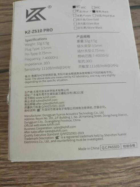 Słuchawki dokanałowe monitory KZ ZS10 PRO douszne hybrydy