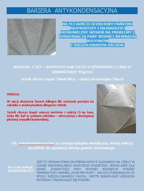 Filc antykondensacyjny trapezu samoprzylepny antykondensat