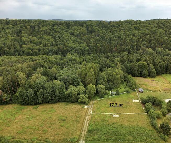 Działka budowlana pod lasem – 1730m2, WZ, prąd