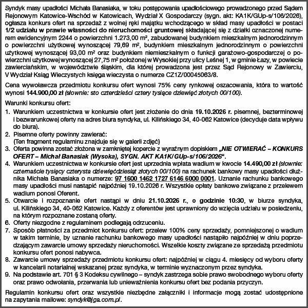 udział 1/2 w dwóch domach i garażu
