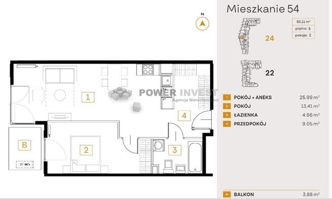 Prestiżowa inwestycja | 2 pokoje | 53 m²| Podgórze