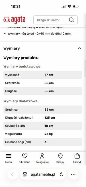 Zestaw rozkładany stół, dwa krzesła i stolik kawowy z półką