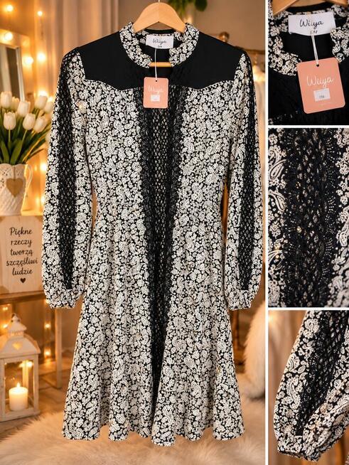 Nowa sukienka WIYA S/M boho wzór paisley koronka metka