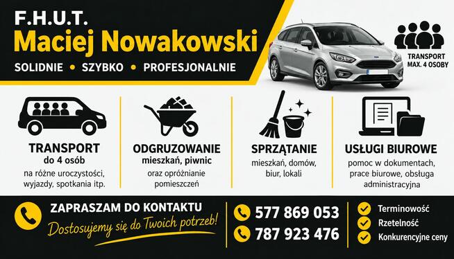 Prace porządkowe, transport, prace biurowe