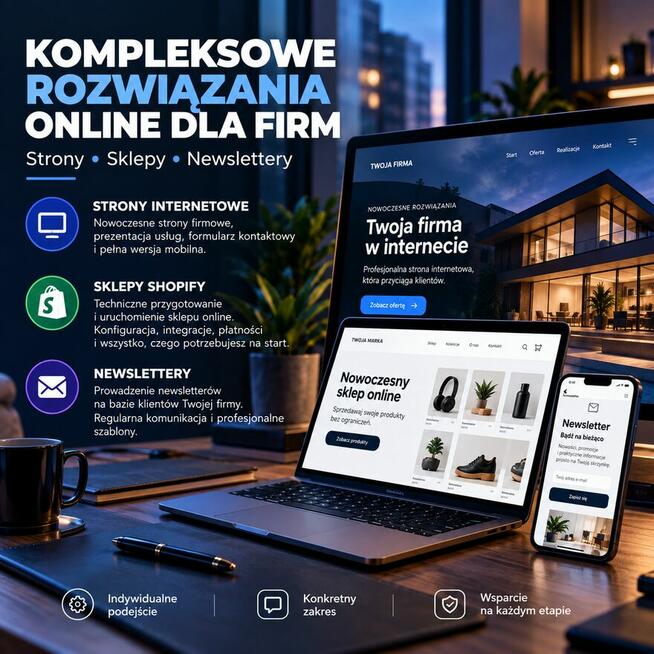 Strony internetowe | Sklepy Shopify | Newslettery dla firm
